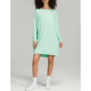 Lululemon Back in Action Dress Long Sleeve Loose Fit Mini In Wild Mint Size 6